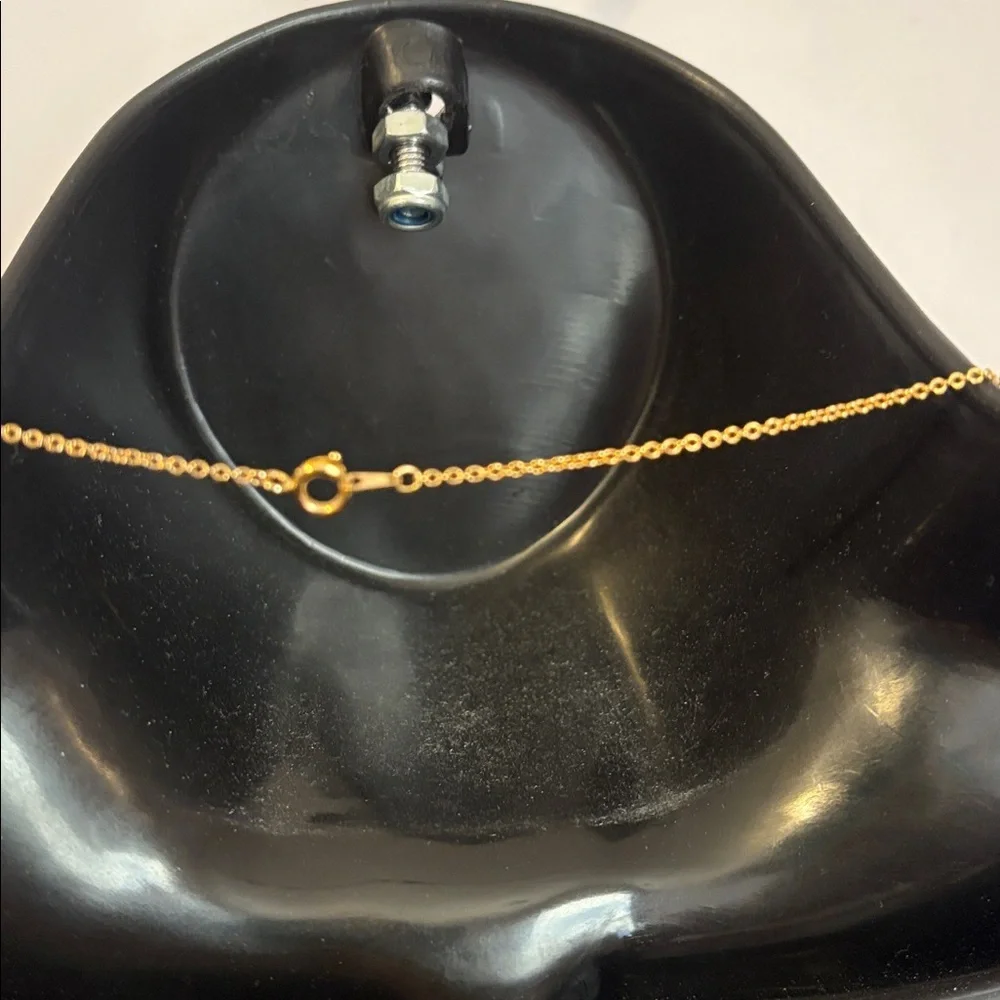 Gold Color Metal Pendant and Thin Chain Necklace Faux Opal and Ruby Pendant